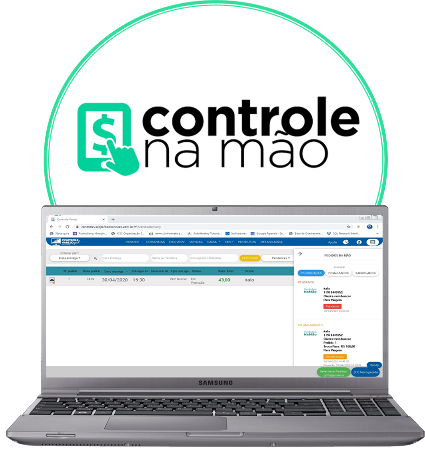 sistema controle na mão